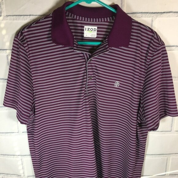 Izod GOLF SZ L Mens Short Sleeve Polo Shirt Plum - Picture 1 of 5